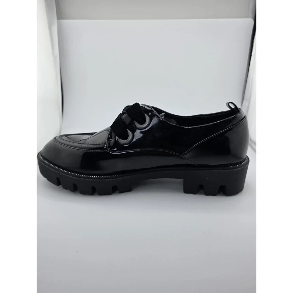 Sixtyseven Black Patent Platform Loafers Chunky Lug Sole Womens US 9 EU 40
